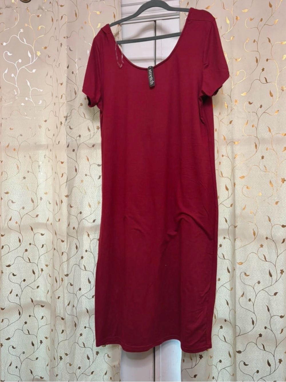 Rouge! Burgundy Scoop Neck Midi Dress